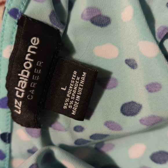 Liz Claiborne Large Sleeveless Teal Dots Tank Top - Picture 8 of 9